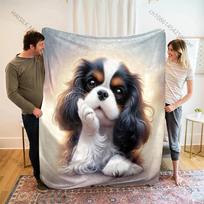 Kavalieriaus Karolio Karolio Spanielio Spaudinio Antklodė Šilta Minkšta Pūkuota Vaikams ir Suaugusiems Sofa Lova Mėtomasis Antklodė Namams Kelionei Stovyklavimui 75X95CM