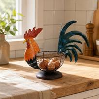 Cockerel Wire Basket Decorative Ornamental Egg Painted black