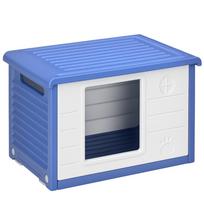 Outdoor Plastic Dog Kennel Dog House with Air Vents Blue and White 60 x 42 x 40 cm