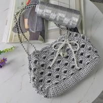 200 M Roll Silver Silk Yarn Fine Thin Crochet Thread for Hand Knitting DIY Purse Decoration Accessories onesize