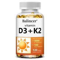Vitamin D3 5000 Iu K2 100 Mcg Softgels Coconut Oil Micronutrient Blend 120 Count 120 Capsules
