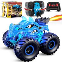 Nuotolinio valdymo automobilis, 2,4 GHz „Monster Trucks“ žaislai su šviesos purškimu, Britanijos dovana vaikams, visureigiai RC automobiliai, mažų vaikų žaislai berniukams, mergaitėms nuo 3 metų mėlyna