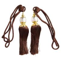 2×Luxury Curtain Holdbacks Rope-Tie Backs Tassel Tiebacks Beaded Ball Decor-Pair 4
