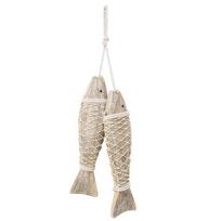 Fish Skewer Ornament Fine Workmanship Sturdy Pine Wall Wooden Hand-carved Fish Decoration for Home S