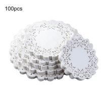 100 vnt Apvalių popierinių nėrinių servetėlių tortų padėkliukų vakarėlio vestuvių kepimo dekoracija 3.5inch gray