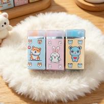 Cute Low-Dust Cartoon Eraser for Kids - Cuttable Sandwich Design for Primary School Art