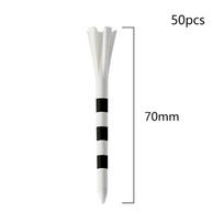 50Pcs Unbreakable 5-Prong Plastic Golf Tees, Low Friction Long Ball Pegs With Stripe Markers, Sizes 70mm & 83mm