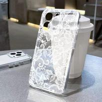 Vintage White Lace Clear Phone Case For iPhone 17 Pro 16 15 Pro Max 14 13 12 11 17Air XS X XR 7 8 Plus 16E Shockproof Soft Cover iPhone 8