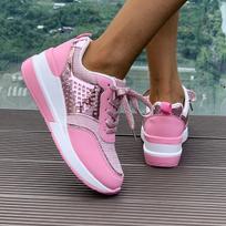 Thick Bottom Lace-up Round Head Color Matching Sneakers Fashion Non-slip Breathable Sports Casual Shoes Women's Shoes Size 36 43 36