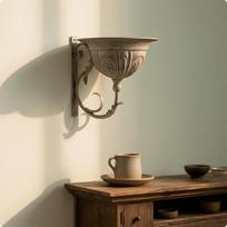 WallMounted Planter Distressed with Scroll Bracket Weathered WallAttached Flower Pot for 25w523