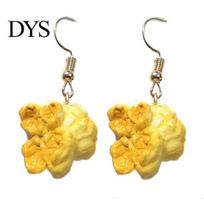 Funny Women Popcorn Food Dangle Ear Clip Hook Earrings Party Club Jewelry Gift Ear Hook white