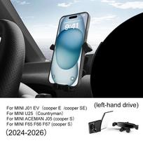 Universalus automobilio laikiklis telefonui Mini Cooper S E SE Countryman U25 Aceman F65 F66 - 360° sukiojamas, aliuminio lydinio, juodas Magnetic LHD juoda