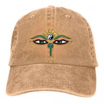 Summer Cap Sun Visor Buddha Eyes Yin Yang Lotus Flower Symbol Wisdom And EnlightenUnisext  Hip Hop Caps Meme Cowboy Hat Peaked Hats One Size brown