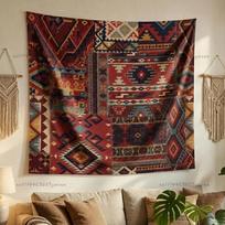 Šviesaus prabangos gobelenas Kilimas Patchwork gobelenas Tradicinis turkiškas kilimas Sienos dekoras Raudonas rytietiškas geometrinis foninis audinys 100X70CM black