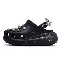 Crocs Classic Crush 811 Pagaminti Secret Moon Bow Pearl Chain Hole Batai Unisex Juodi ir Balti 39-40 juoda