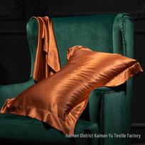 Ice Silk Beauty Pillowcase Pair - Imitation Silk Pillow Covers 48x74cm Single orange
