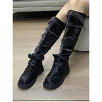 Western Cowboy Botas Mujer Fashion Shoes Women Style  New Rock High Heels Runway Sneaker 35