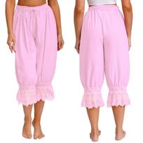 Medieval Pirate Pantaloons for Women S-L: Lace Trim Bloomers with Elastic Waist & Drawstring, Perfect Cosplay & Loungewear S