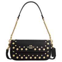 Coach Hailey Flap 19 su kniedėmis raidės logotipu išskirtinės grūdėtos odos rankinė per petį maža moteriška rankinė juoda CAN97-IMBLK Basic Set (Bag+Dust Bag) gray