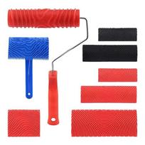 8Pcs Paint Roller Set Includes Wood Grains Drywall Compound Rollers and Frame Portable Accessory for Wall and Ceilings