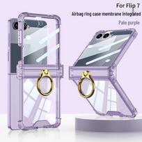 Samsung zFlip7 Hinge Protective Case: Transparent Airbag Full Coverage with Finger Ring Buckle Flip7