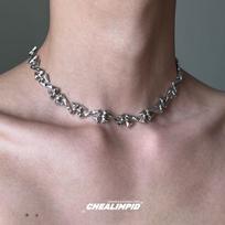 Asymmetrical Twisted Hip Hop Cable Stitch Metal High Street Necklace Women's Model "40Cm+5Cm"