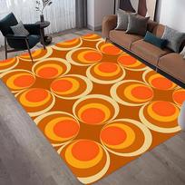 Brown Groovy Retro Area  Brown Orange Geometric Rug Groovy Dorm Decor Tangerine Mid Century  Retro Home Decor Area Rug 40x60cm