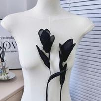 2 vnt.  Pasidaryk pats  magnolijos gėlės drabužių lopai aksesuarai megztinio suknelės dekoravimas aplikacija juoda