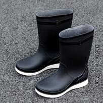 New PVC four-season medium tube rain shoes women's fashion waterproof shoes wear-resistant and non-slip water boots rain boots Japanese 36 juoda