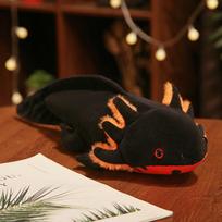 45cm Kawaii Spalvingas Naujas Gylys Pliušinis Žaislas Iškamša Mielas Aksolotlis Salamandra Purus Pliušinis Žuvis Nuraminantis Ilgas Pagalvės Pagalvėlė Vaikams Dovana juoda