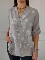 2025 Spring/Summer Women's Lace Embroidery V-Neck Shirt - European & American Style in White 3XL