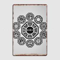 Lost Poster Dharma Initiat Metal Sign Wall Cave Club Bar Personalized Wall Decor Tin Sign Posters 20x30cm（7.8x11.8inch） black