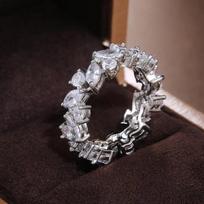 Huajie Sparkling Zircon Rings for Women Irregular Elegant Female High End Banquet Accessories Ring  Fashion 6 sidabras