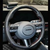 Hand-stitched non-slip  Leather carbon fiber Car Steering Wheel Cover For Hyundai Sonata Kona Tucson 2024 2025 style 1