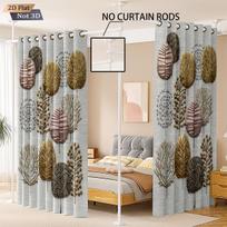 2pcs forest printed blackout curtains in multiple sizes for living room insulation and holiday decoration   easy to install 100*130 HOOK 1pcs gray