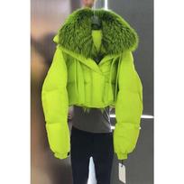 Fashionable Down Cotton Jacket, Popular High-end Small Fragrant Style Large Fur Collar Thick Coat, Women's Winter M violetinė