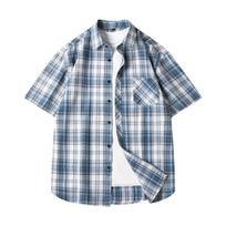 Vasariniai marškinėliai Trend Plaid Style laisvalaikio kvėpuojantis trumpomis rankovėmis vyriškas viršus L