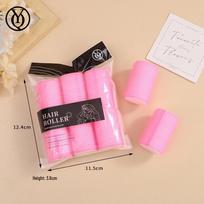 White Core Self-Adhesive Sponge Hair Curler - Lazy Person's Hair Curling Tool pink