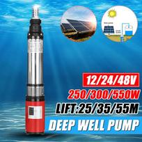 12/24V/48V 250W/300W/550W 55m High Lift DC Screw Submersible Pump Deep Well Pump Agricultural Irrigation Garden Solar Water Pump 48V