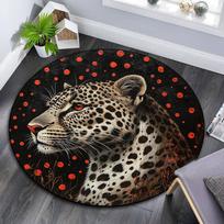 Leopard Round Area Rug,Carpet Rug for Living Room Bedroom Sofa Playroom Decor,Non-slip Floor Mat 80cmx80cm