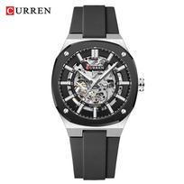 CURREN vyriškas automatinis mechaninis skeletoninis laikrodis su rankiniu užvedimu ir guminiu dirželiu - Atsparus vandeniui