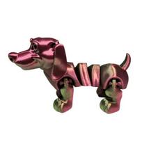 3D Printed Toys Dog Ornament Full-Joint Flexible Dachshund Shape Figurine Stress Relief Toy Metallic Texture Desktop Decoration black