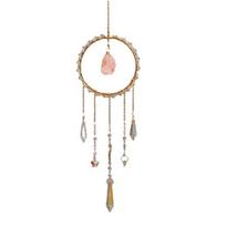 Colorful Crystal Suncatcher Hanging Sun Catcher for Windows Healing Crystal 55cm 1 beige