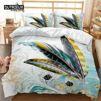 Feather Bedding Set Bohemia Style Abstract Geometric Print Duvet Cover Set Microfiber Comforter Cover King Queen For Kids Adults 70x133cm 2pcs white