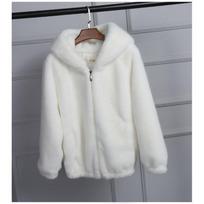 Loose autumn and winter new plush thickened hooded women's imitation mink short fur jacket S balta