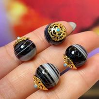 2Pcs DIY Isiolation Beads Natural Stone Agates Tianzhu Beads For Jewelry Making DIY Necklace Bracelet Earrings Accessory 2pcs black