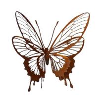 Drugelio sienos dekoracija Geležinė rūdžių spalvos 3D drugelis laukui tuščiavidurė dvisluoksnė drugelio dekoracija tvorai, durims, medžio kamienui Butterfly