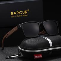 BARCUR Handmade Square Polarized Wood Sunglasses for Men Women Vintage Sun Glasses Perfect Gift Choice with Full Package