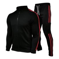 Tracksuit Sport Suit   Gyms Set Casual Streetwear Man  Fashion Zipper Long Sleeve Jacket Set Clothing Plus Size M raudona