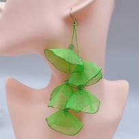 Temperament Charm Multi-layer Transparent Mesh Lace Flowers Petal Long Tassel Dangle Earrings for Women Fashion Party Zircon